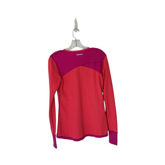 Saucony Pink Purple Striped Long Sleeve Cuffins Workout Running Shirt - Picture 11 of 15